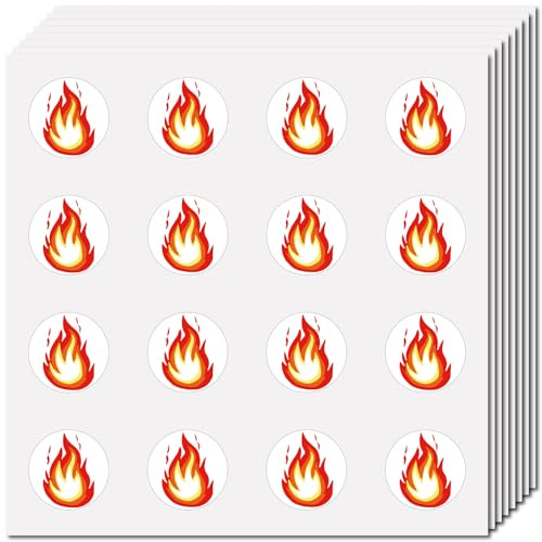 CREATCABIN 128 Stück Flammen Planer Aufkleber für Feuerwehrhelm - Selbstklebend Wasserfest Punkte Cartoon für Scrapbooking, Kalender, Wasserflaschen, Laptop, Gitarre 2.5cm