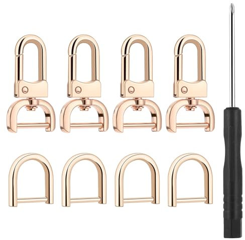 Oruola 8 Stück Karabinerhaken für Taschen,D-Ringe,Taschenzubehör,Karabiner Tasche für Geldbörsen,Taschenherstellung,DIY-Geldbörsenriemen mit Mini Schraubendreher