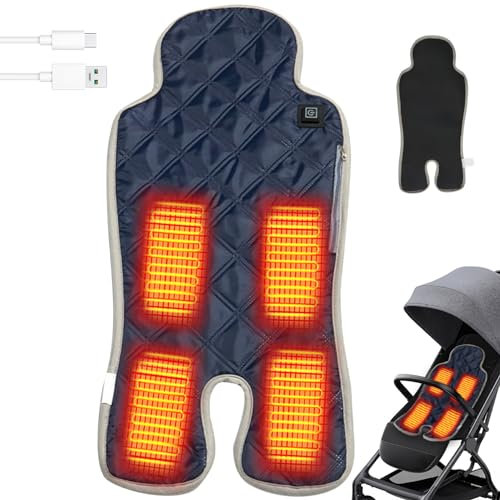 Baby Heating Pad,Stroller Heater USB Type-C 3 Temperature Levels Non-slip Baby Heating Pad Fast Heating Washable 26.8x12.6in Heater for Stroller Safety Seat High Chair