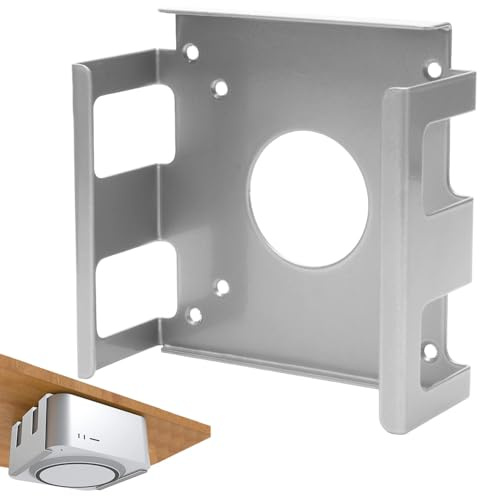 Untertischhalterung Halterung für Mac mini M4/M4 Pro, Platzsparend Kohlenstoffstahl Halterung Unter Schreibtisch/Wandhalterung/Monitorhalterung, Belüftung Wärmeableitung Kühlung Halterung (Silber)