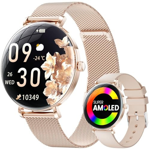 LIGE Montre Connectée Femme avec Appel Bluetooth, 1,43'' AMOLED Écran Smartwatch avec Santé Au Féminin, 120+ Mode Sportif, Sommeil, Fréquence Cardiaque, Étanche IP68 Podometre pour Android iOS