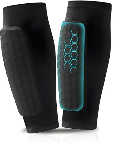 Tvvcalk 1 Paire Protege Tibia Foot pour Enfant et Adulte, Football Shin Guards, Ski Shin Guards, Respirants & Anti-Chocs (XL)