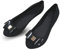Womens Black Jelly Shoes with Bow - Ladies Comfy Slip-On Flats Casual Wear Every-Day Jelly Ballet Ballerina Pumps, 7 UK