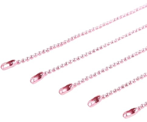 L6NqIAG 10 Stück Bunte Kugelketten for DIY-Halskette, Schmuckherstellung, 1,5 mm Perlen, Kugelkette, Halskette mit Stecker, 68 cm Kugelkette(Pink)