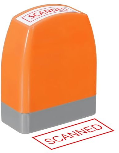 PATIKIL Gescannte Hinweisstempel Selbstfärbend Rote Tinte Bürostempel Vorgefärbt Nachricht Nachfüllbar Geschäftsstempel Orange