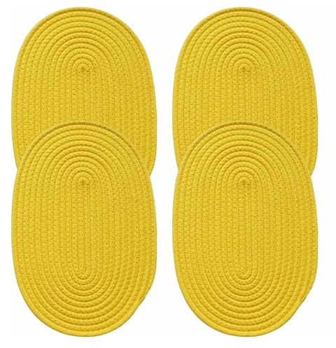 Lifup Round Placemats Set of 4 for Kitchen Dinner Party Table Decor, Heat Resistant Plate Chargers Yellow 22 x 32 cm