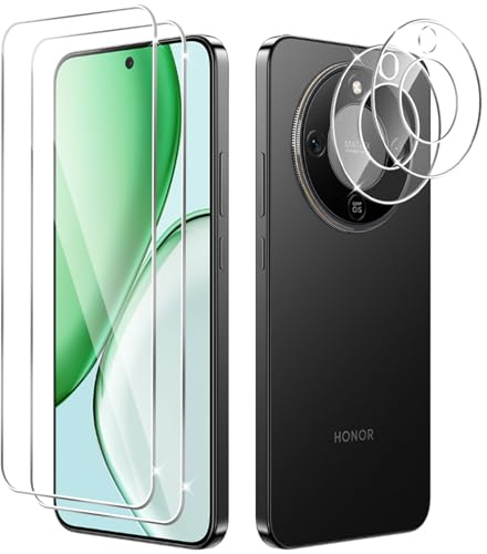 Yenwen Verre Trempé pour Honor Magic 8 Lite Protection Ecran, 2 Pièces Protection écran Film et 2 Pièces Caméra Arrière Protecteur pour Honor Magic8 Lite 5G, Anti Rayures, Dureté 9H Glass