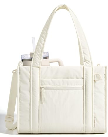 bagsmart Women's Tote Bag for Work, 14/15.6 Inch Laptop Handbag with Zip for Teachers & Students, Fits Water Bottle with Handle, with Luggage Strap for Travel