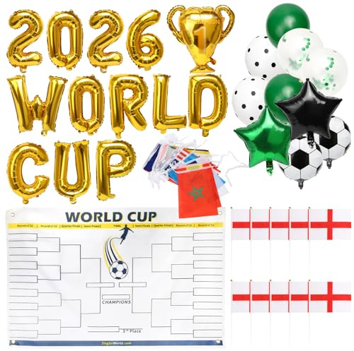 MAIXINNEW Football Party Decorations Set Birthday Party Decorations | Football Balloons and Flags, Football Match Schedule Poster Wall Chart for Soccer Gifts Party Decor
