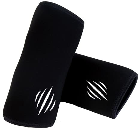 Bear KompleX Elbow Sleeves (SOLD AS A PAIR of 2) for weightlifting, powerlifting, wrestling, strongman, bench press, cross fitness, & more. Compression sleeves come in 5mm thickness Elbow BLK XXXXL
