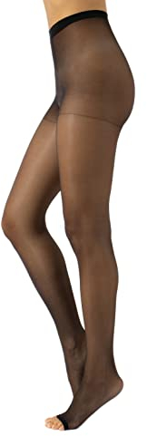 CALZITALY Collant pointes ouvertes avec effet rafraîchissant, 10 DEN |Naturel, Noir| S, M, L, XL, XXL, 3XL, 4XL| Fabriqué en Italie (Noir, M)