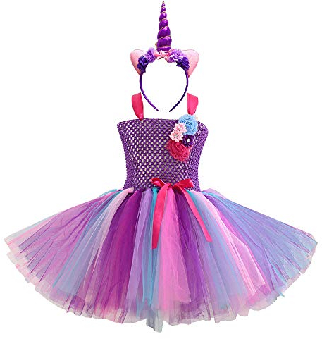 DIXIUZA Mädchen Blume Einhorn Kleid für Cosplay Party Festzug Prinzessin Verkleidung Carnival