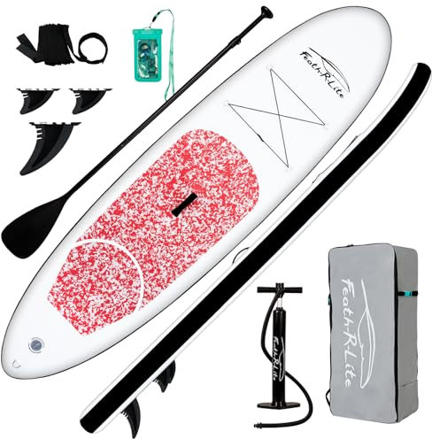 FEATH-R-LITE 10' Inflatable Ultra-Light Stand Up Paddle Board for All Skill Levels Included with SUP, Adj Paddle, Pump, Backpack, Leash