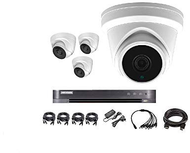 4x 5MP HIKVISION CCTV system DOME outdoor Turret white camera 2.8MM lens 40M EXIR compatibale with TVI POC DVR 4CH - DS-7204HUHI-K1 (1TB)
