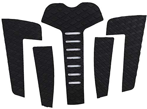 Surfbrett-Traktionspads, Premium Eva Surfbrett-Traktionspad 5-teilig, Rutschdeck-Griff Anti-Rutsch-Surf-Traktionspad zum Surfen oder Skimboarden(Schwarz) Bootfahren