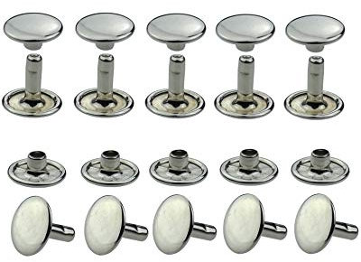 IstaTools Hohlnieten, Doppelkopf, rostfrei, Messing, in 6mm, 7mm, 9mm, 10mm oder 13mm (10, 13x11mm Silber)