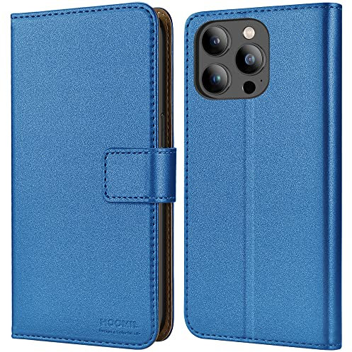 HOOMIL Handyhülle für iPhone 13 Pro, Premium Leder Klappbar Hülle, mit Kartenfach & Standfunktion, Unterstützt Kabelloses Laden - Aurora Blau