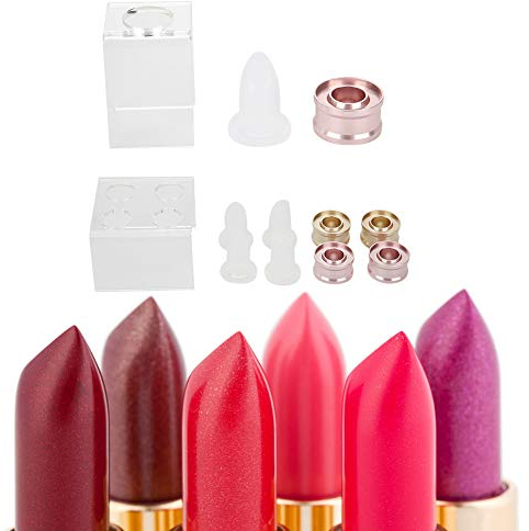 12,1 MM DIY Lippenstift Form, Einfache DIY Lippenstift Form Set, Schöne Verschiedene Formen von Lippenstift Herstellung Form Silikon Lippenbalsam Form Handwerk Werkzeug(Einlochhalterungsset)