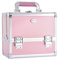 Kosmetikkoffer mit Spiegel Schminkkoffer Leer Make up Koffer Abschließbare Beauty Case aus Alu, rosa