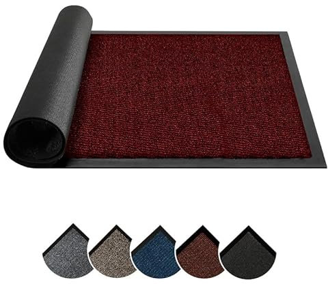 Circle of trust Dirt Trapper Door mats Indoor & Outdoor Red 90x120cm Doormat - Non Slip Rubber Back Floor Mat - Super Absorbent Heavy Duty Door Mat, Washable Door Mat Barrier Mat