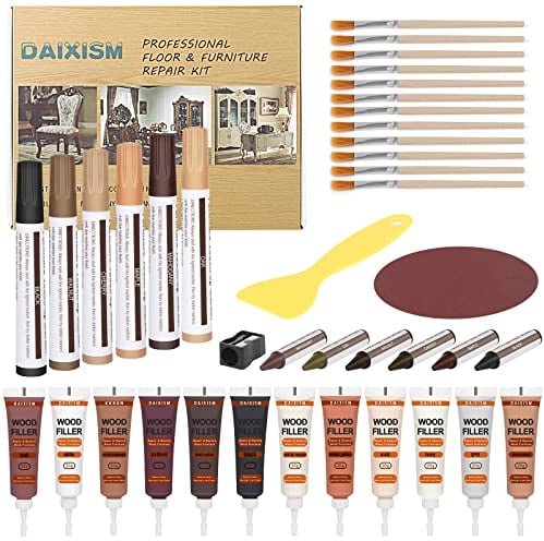 Kit de reparación de muebles para retoques de madera, restaura cualquier mueble de madera, cubierta de arañazos en la superficie para mesa de piso de madera, roble, armario, puerta, chapa, juego de 39