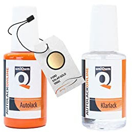 uniQum Autolack Stift + Klarlack im Vorteilsset fürs Auto für FORD SOLAR GOLD 1366C Autolack Reparatur 2 x 30 ml