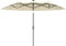 Outsunny Sombrilla Doble con Luces LED 280x146x227 cm Sombrilla de Jardín con Inclinación de 45° Manivela y Costillas de Acero para Terraza Balcón Piscina Beige