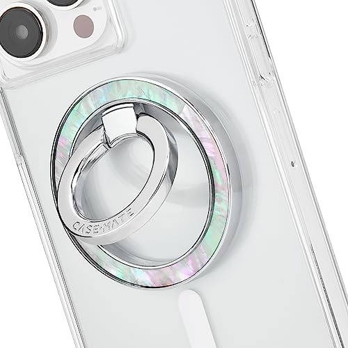Case-Mate Magnetic Phone Ring Holder & iPhone MagSafe Stand - Removable MagSafe Phone Holder for Hand - Thin Collapsible Grip Ring for iPhone 17 Pro Max/16 Pro Max/15/14/13/Pixel 10 - Mother of Pearl