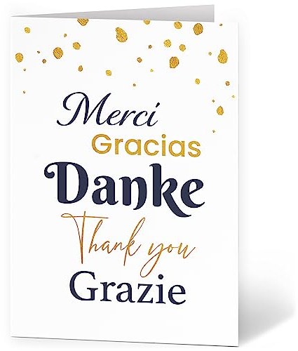 Einladungskarten Manufaktur Hamburg XXL Dankeskarte A4 große Karte mit Umschlag Bedanken Danke sagen Grußkarte Motiv International Merci Thank You Gracias Grazie Danke