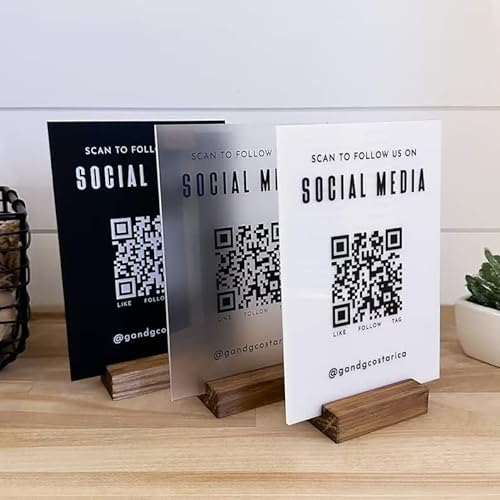 Pahdecor Acryl-Schild, personalisierbar, QR-Code, Multi-Scial-Media-Schild, Venmo, Instagram, Cashapp, Plakette, Scan, To Pay, Signage, Firmenwebsite-Code, geeignet für Schönheitssalon, Friseure