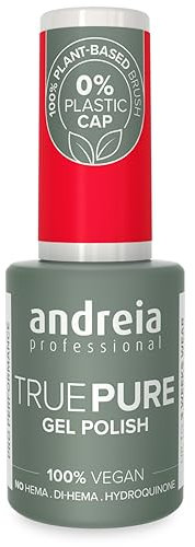 Andreia Professional Hema Free Gel Polish - TRUE PURE 21 Free and 100% Vegan for Sensitive Nails - Semi-Permanent UV LED Soak Off Gel Nail Varnish - Colour T21 Neon Reddish Pink 10.5ml