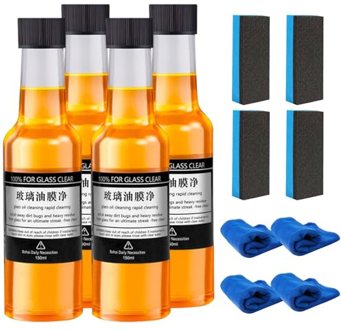 Autoglas Ölfilm Reiniger, Car Glass Oil Film Cleaner, Autofenster Scheibenreiniger, Glasreiniger Auto Scheibenreiniger Auto Glasreiniger Reinigungs Entferner Windschutzscheiben Glasreiniger (4pcs)