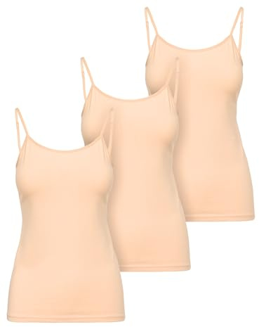 Ladeheid Unterhemd Damen Spaghetti Top Baumwoll Unterwäsche Damen, Weiches Tank Top, Unterhemden, Set 3 Stück LA40-263