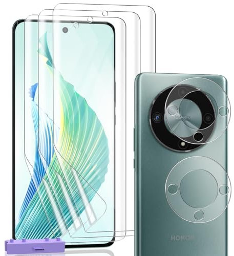 Zerrshoo Protector de Pantalla para Honor Magic 6 Lite Película de flexible 3 Piezas y Honor Magic 6 Lite Cristal Templado Protector de Cámara 2 Piezas, HD Trasparente para Magic 6 Lite Protector
