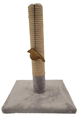 Tirol | Rascador para Gatos 42 cm | Rascador de Gato de sisal y poliéster Resistente, Forma Simple con Juguete de pájaro, rascador de Gato de diseño Moderno, Color Gris Claro | 30 x 30 cm