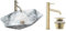 GTM Design Aufsatzwaschbecken Glanz Set mit Waschtischbatterie und Stopfen - Aufsatzwaschbecken Oval für Badezimmer - Modern Waschbecken ohne Hahnloch - Waschbecken mit Armature - Modell 5