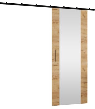Mirjan24 Schiebetürsystem Zoliro II mit Selbstschließer Zimmertür Frontspiegel Griffe Komplett-Set für Schiebetüren, Tür Innentüren Trennwände (Craft Gold, Modell: 70)