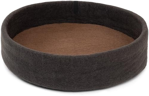 myfelt Kuno Schurwolle-Hundekorb, Anthrazit mit braunem Inlay, 60 x 16 cm