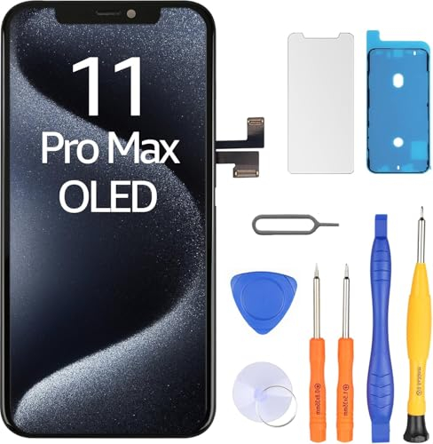 LL TRADER Display für iPhone 11 Pro Max OLED [Nicht LCD] 6.5 Retina FHD Bildschirm Ersatz COF Touch Screen Digitizer mit Reparatur Tool Kits, Bildschirmschutz Neu (Truetone Programmierbar)