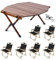 Klappbarer Campingtisch mit 6 Stühlen, tragbarer Picknicktisch und Stühle, aufrollbare Tischplatte, Outdoor-Grilltisch, Klapptisch, ultraleichter Rasenstuhl für Gartenterrasse