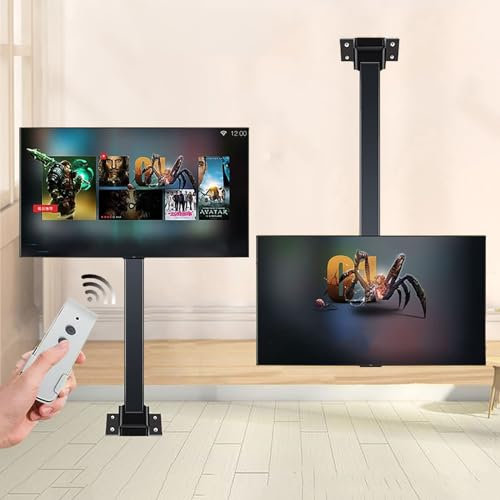 GUODDM Rotation Manuelle À 360° Élévateur TV Électrique Télescopique, Support TV Motorisé Au Plafond, avec Télécommande Support TV Motorisé, Convient Au Support TV Motorisé De 32 À 75 Pouces