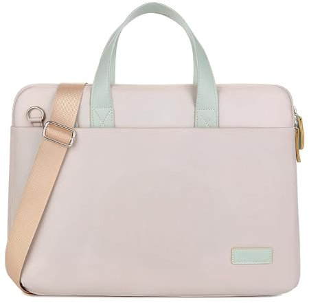 VODIU Laptoptasche für Damen, Herren, Aktentasche mit Laptopfach, Laptoptaschen mit Schultergurt, Tasche, Griff, Beige-g, 14inch