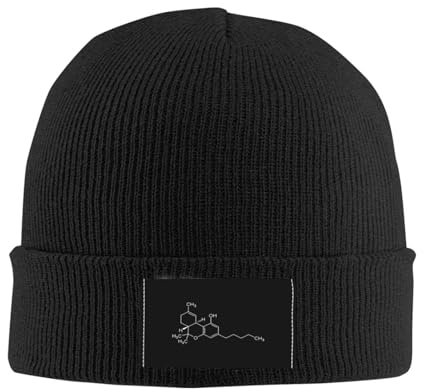 Wintermütze Geek THC Molekül Marihuana Schädel Cap Slouch, Einstellbare Beanie Strickmütze Laufmützen Für Herren Winter Outdoor