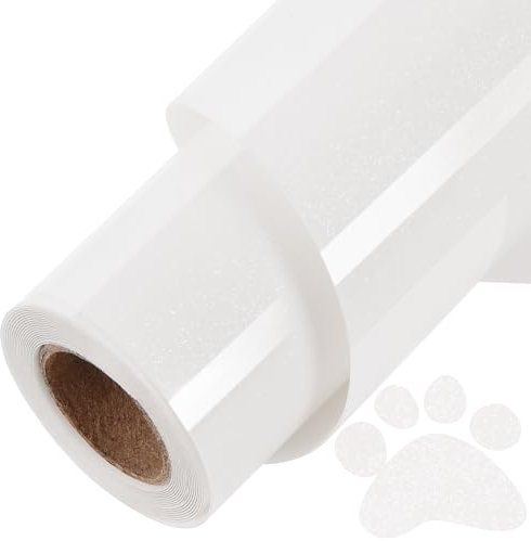 ​TORC White Glitter HTV White Heat Transfer Vinyl HTV Rolls, 12 x 12 ft Iron on Vinyl for T Shirts White Glitter HTV Vinyl for All Cutter Machines Easy to Cut & Weed for Heat Vinyl Design 1 Roll