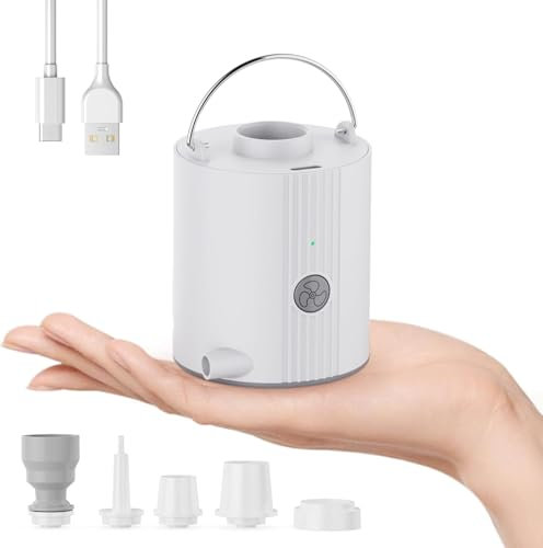 Motorenbau Mini Air Pump Electric Air Pump with 1600mAh Battery USB Rechargeable to Inflate Deflate for Air Bed, Air Mattress, Pool Floats, Vacuum Storage Bags, Swimming Ring, Camping