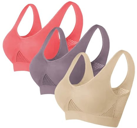 Generisch Prime Angebote blitzangebote, Schwangerschafts, 3er Pack BH Damen ohne Bügel Push Up Sport BH Set Weich Atmungsaktiver Bequem BHS Set Yoga Gym Outdoor Fitness, bestellungen anzeigen