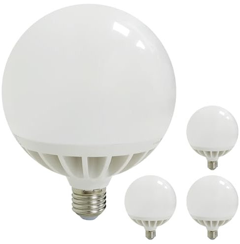 LED ATOMANT Pack 4x Bombilla LED E27 G120 Potentisima 25W. Color Blanco Calido (3000K). Globo de 2450 Lumenes. 330 Grados Apertura.