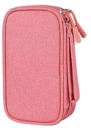 Travel Cable Organiser Bag, Electronics Accessories Organiser Bag, Portable Electronics Accessories Organizer, Cord and Gadget Storage Bags for Cables USB Drive Charger Earphone(Bilayer, Pink)