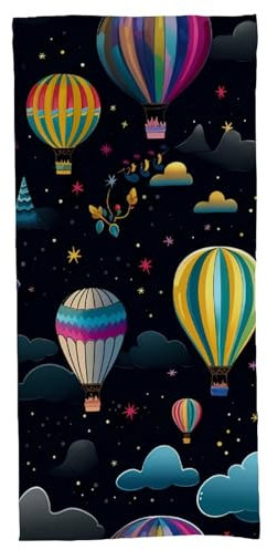 40X70cm Saunatuch Heißluftballons Mit Sternen Handtuch Pflegeleicht Strandtuch Saugfähig Handtücher Für Wandern Fitness Outdoor