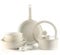 Daniks 9-Piece Nonstick Cookware Set | Ceramic Pots and Pans for Induction | Detachable Silicone Handles | Oven & Dishwasher Safe | Beige Sleek Design